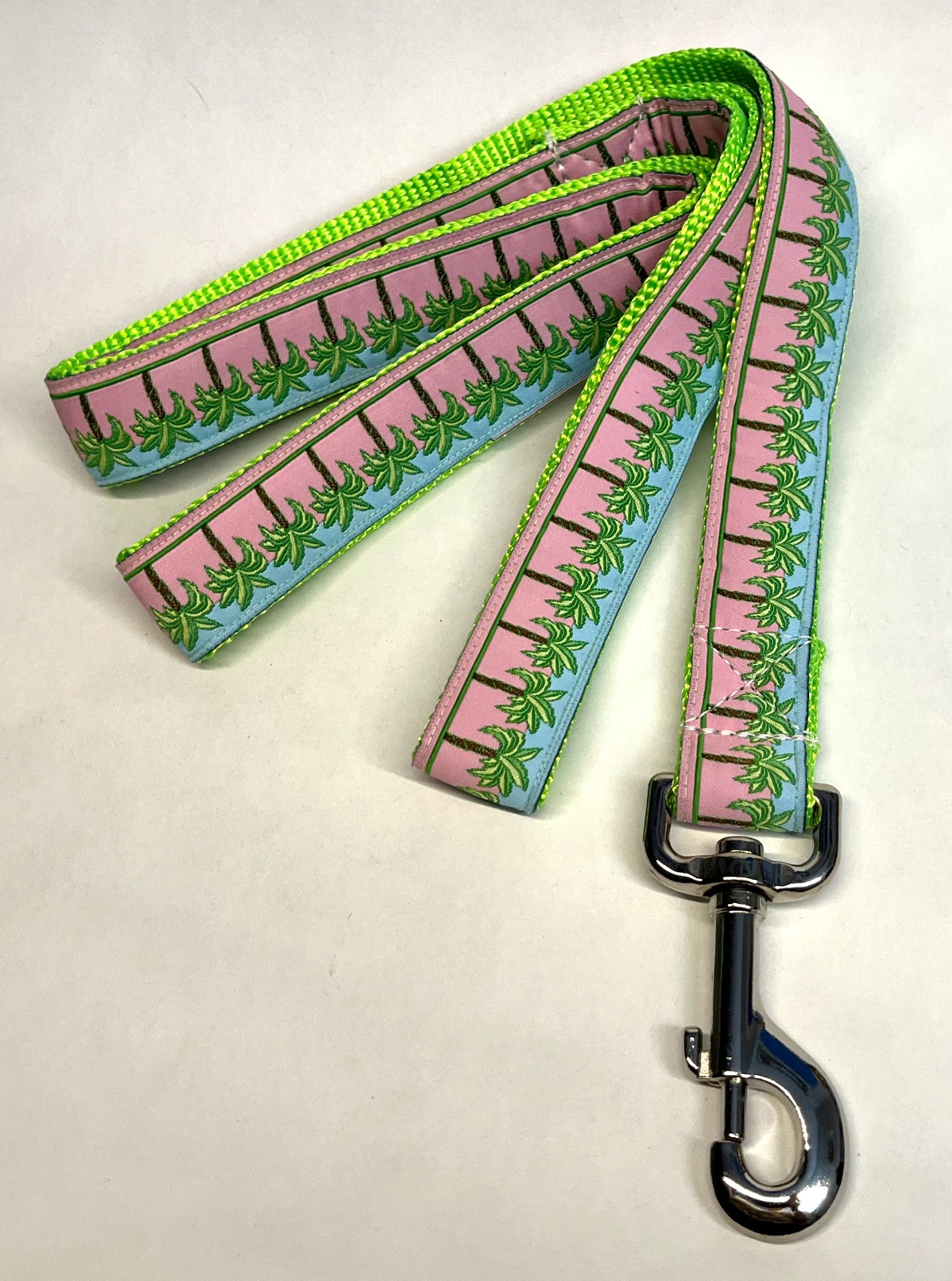 Pink and Blue with Palm Trees Dog Leash 1in