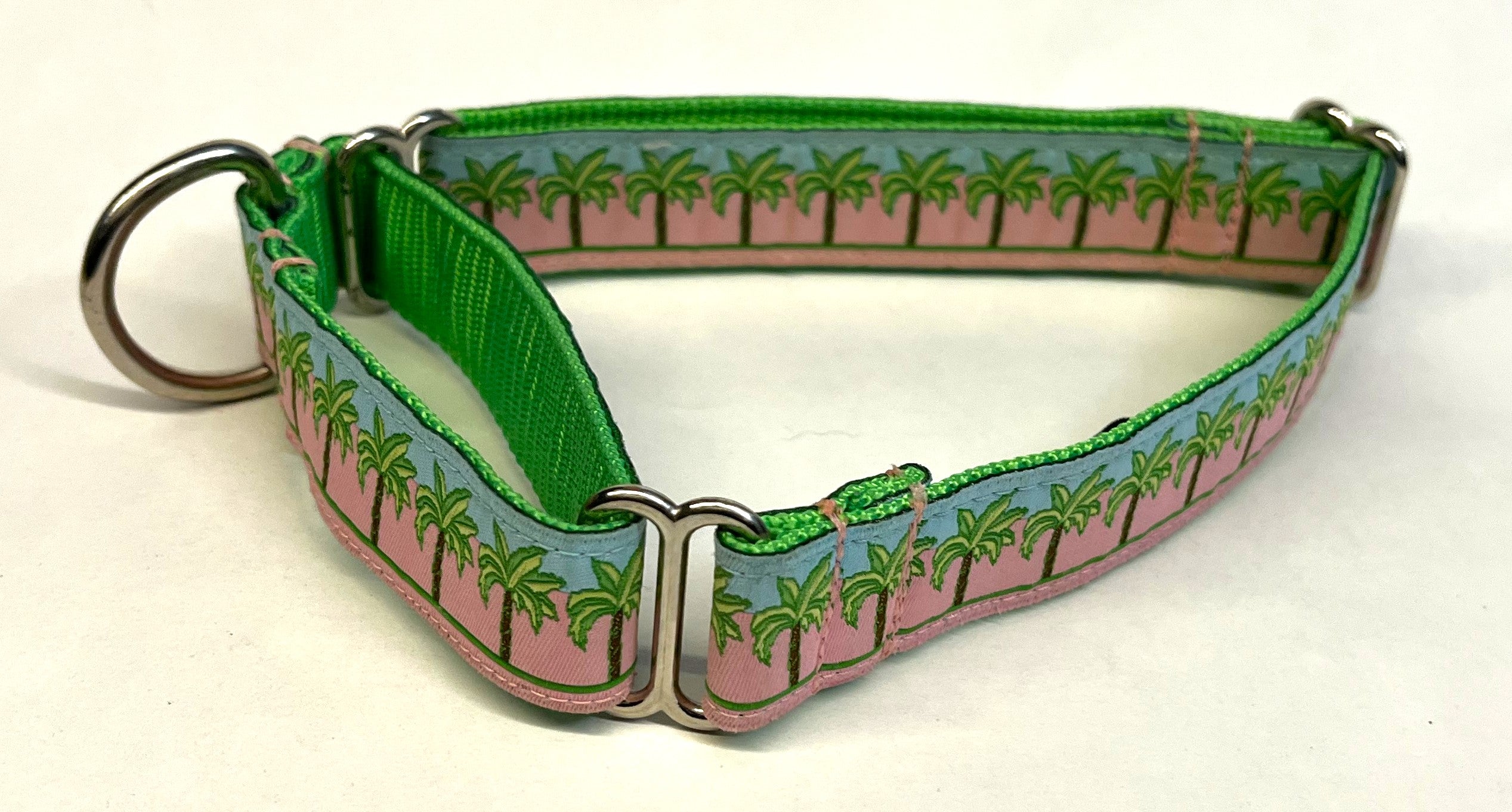 Pink and Blue with Palm Trees Martingale Collar 1in