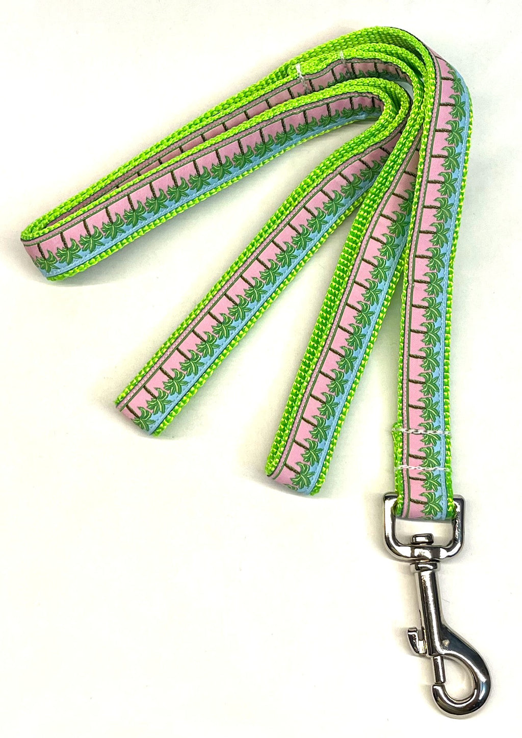 Pink and Blue with Palm Trees Dog Leash 3/4