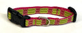Pink & Lime Green with White Lines Dog Collar 1/2