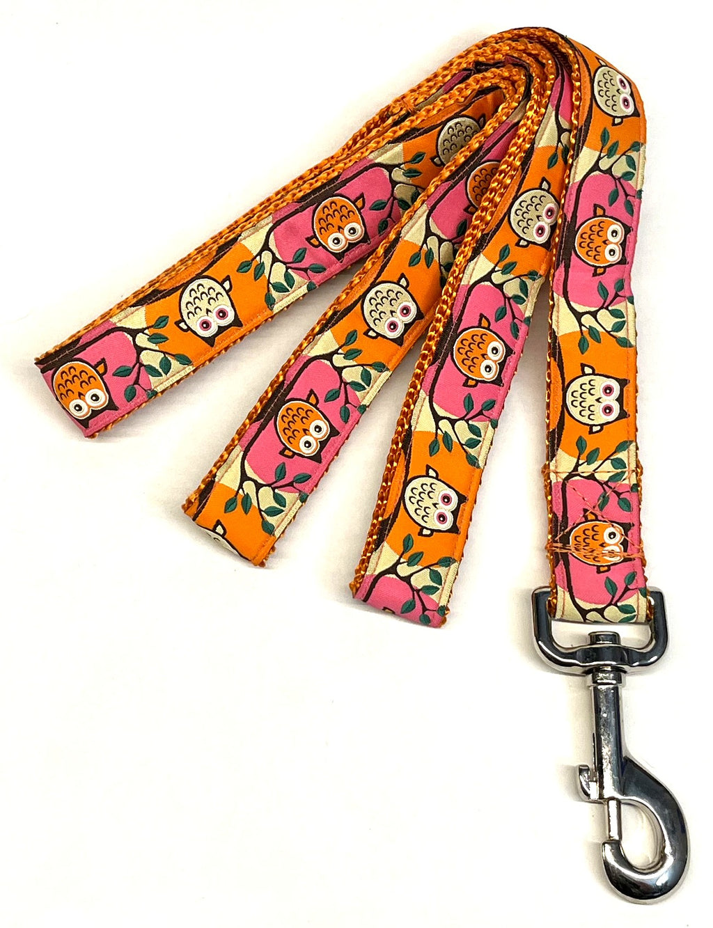 Pink and Orange with Owls Dog Leash 1in