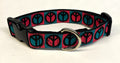 Pink and Teal Peace Signs Dog Collar 1in
