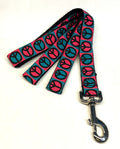 Pink and Teal Peace Signs Dog Leash 1in
