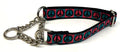 Pink and Teal Peace Signs Chain Martingale Collar 3/4