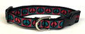Pink and Teal Peace Signs Dog Collar 3/4