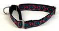 Pink and Teal Peace Signs Martingale Collar 3/4