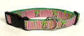 Pink and White Stripe with Palm Trees Dog Collar 1in