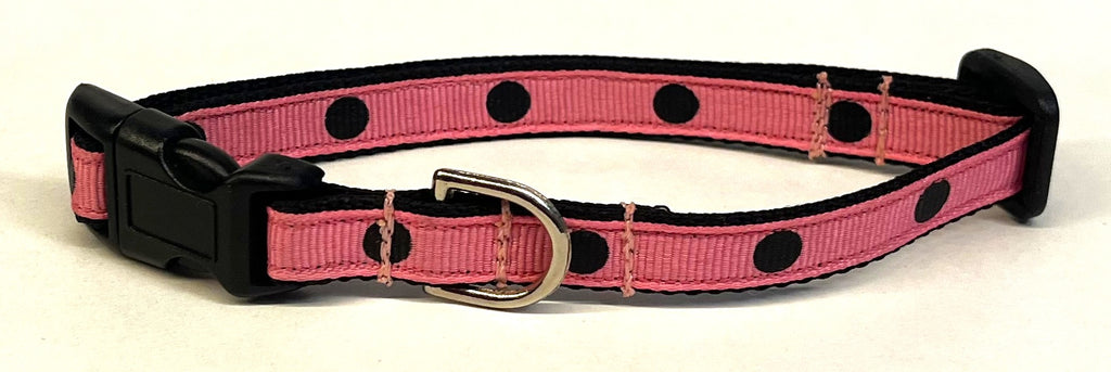 Pink with Black Dots Dog Collar 1/2