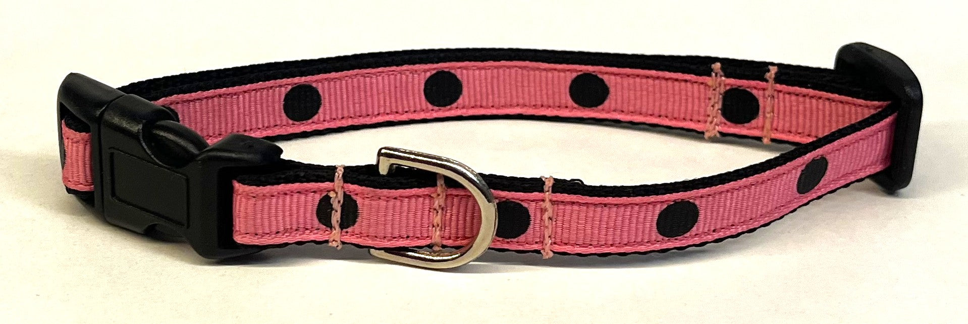Pink with Black Dots Dog Collar 1/2
