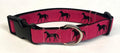 Pink with Black Horses Dog Collar 1in