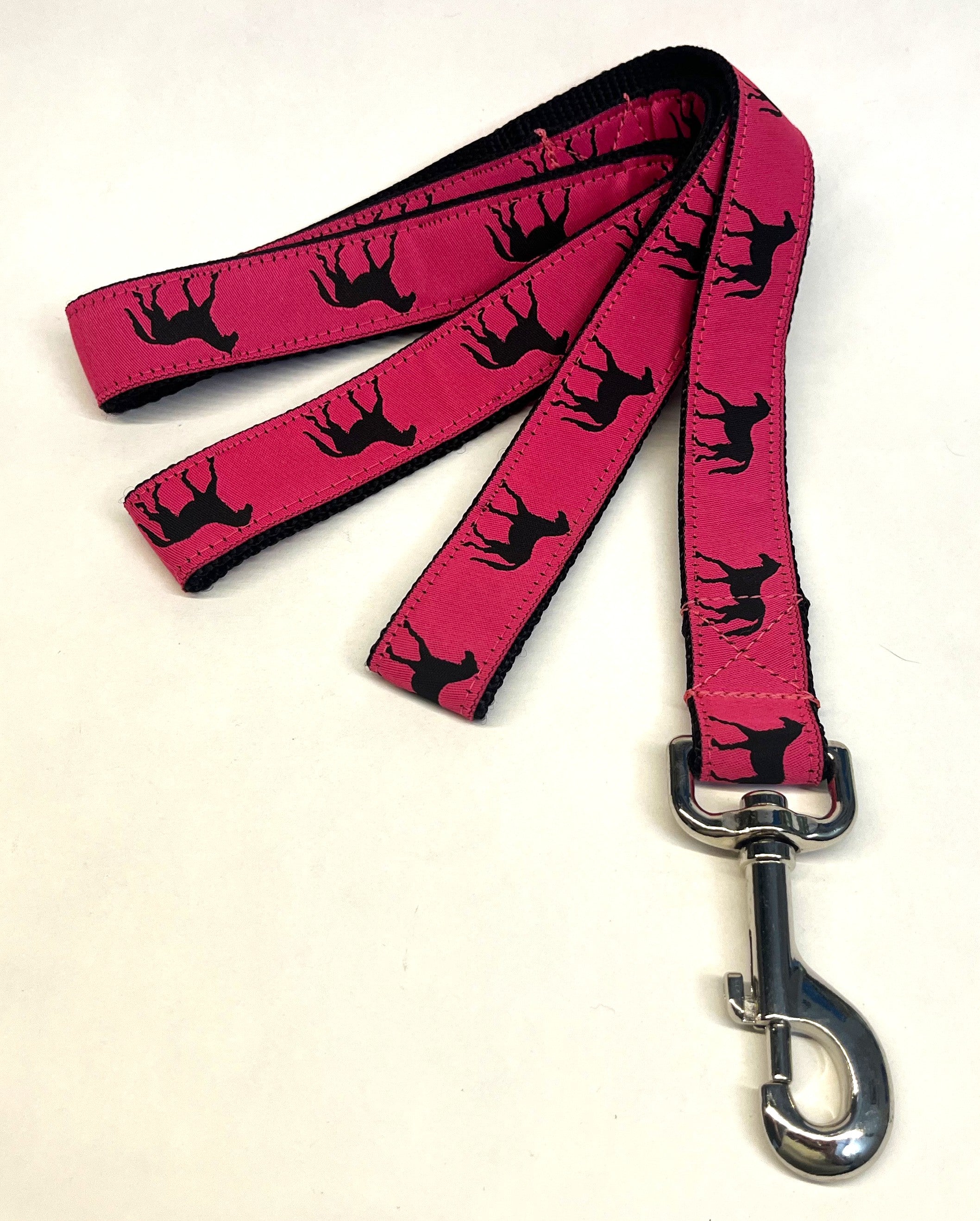 Pink with Black Horses Dog Leash 1in
