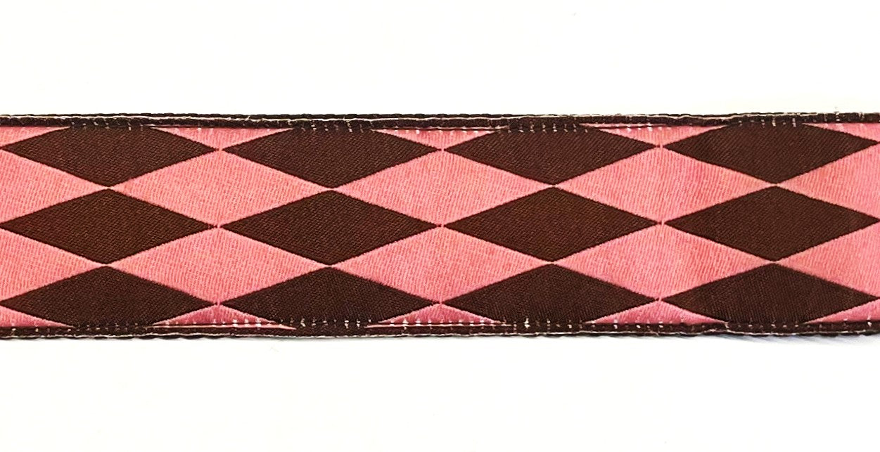 Pink with Brown Diamonds Chain Martingale Collar 1 1/2 in