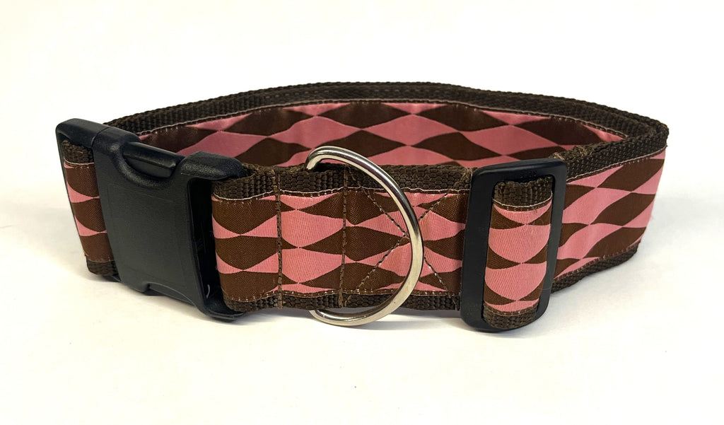 Pink with Brown Diamonds Dog Collar 2in