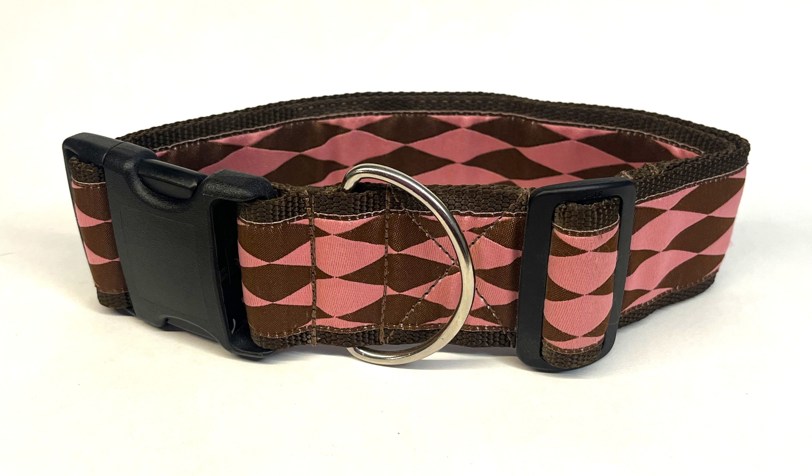 Pink with Brown Diamonds Dog Collar 2in