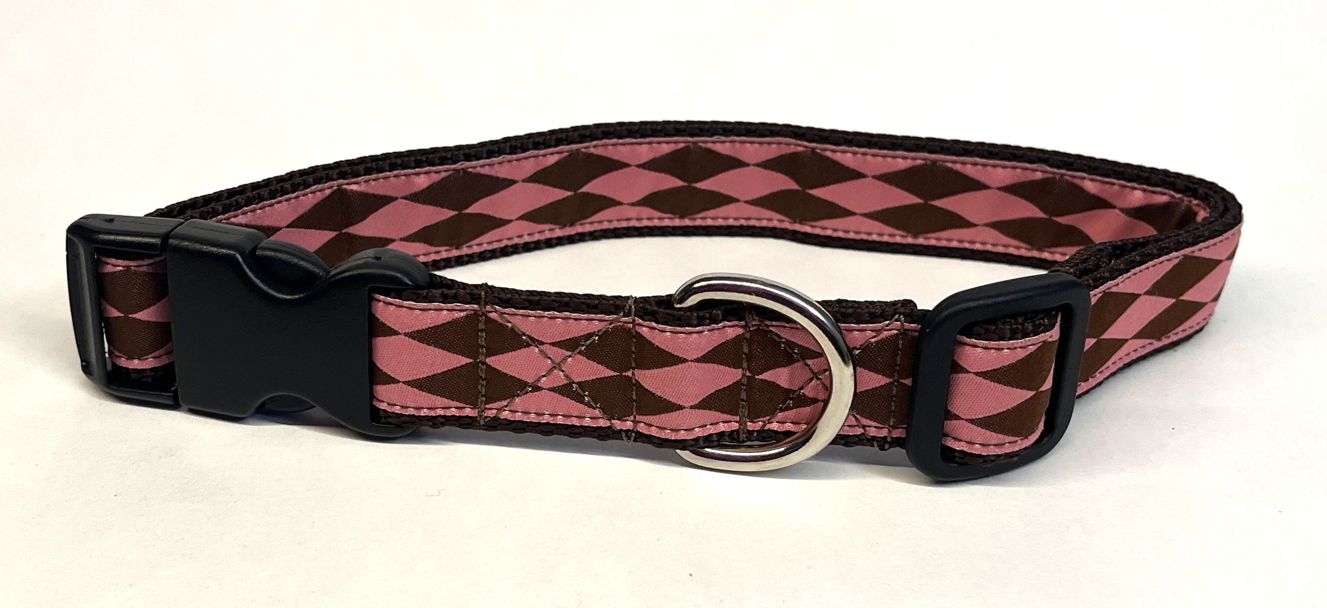 Pink with Brown Diamonds Dog Collar 1in