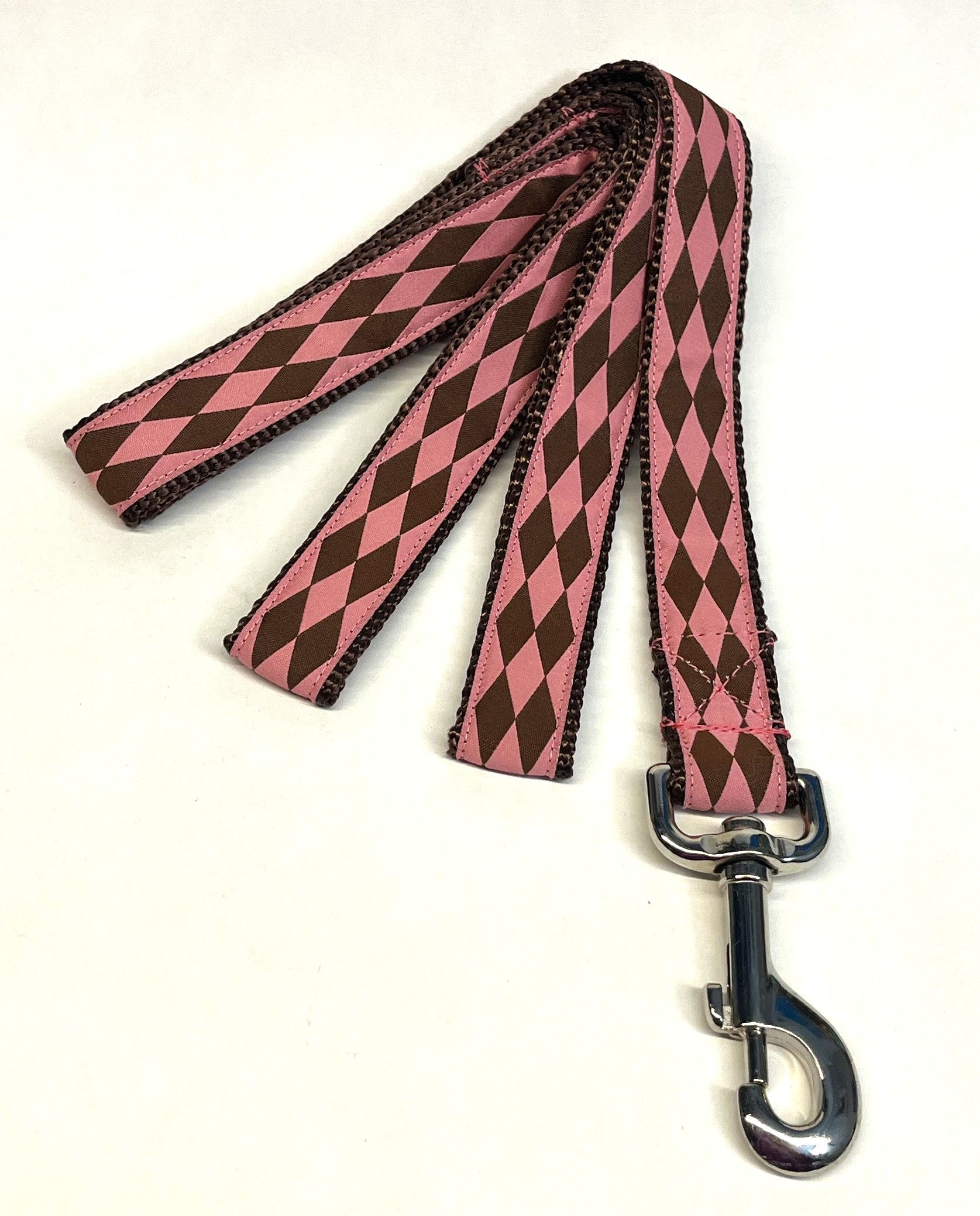 Pink with Brown Diamonds Dog Leash 1in