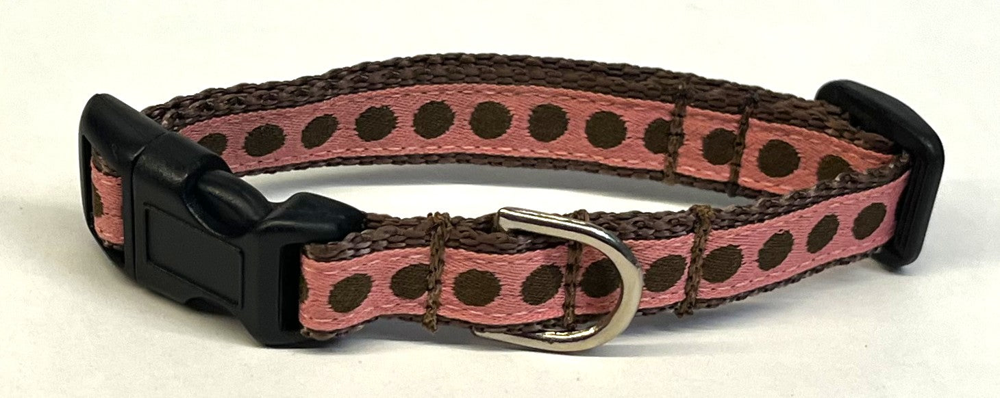 Pink with Brown Dots Dog Collar 1/2