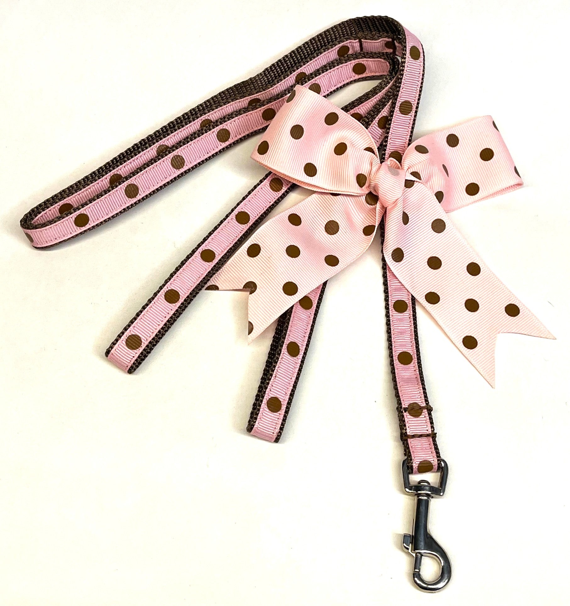 Pale Pink with Brown Dots Dog Leash 1/2