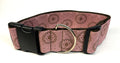 Pink with Brown Geometric and Flower Pattern Dog Collar 2in