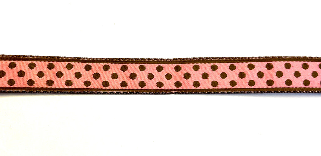 Pink with Brown Polka Dots Dog Collar 3/4