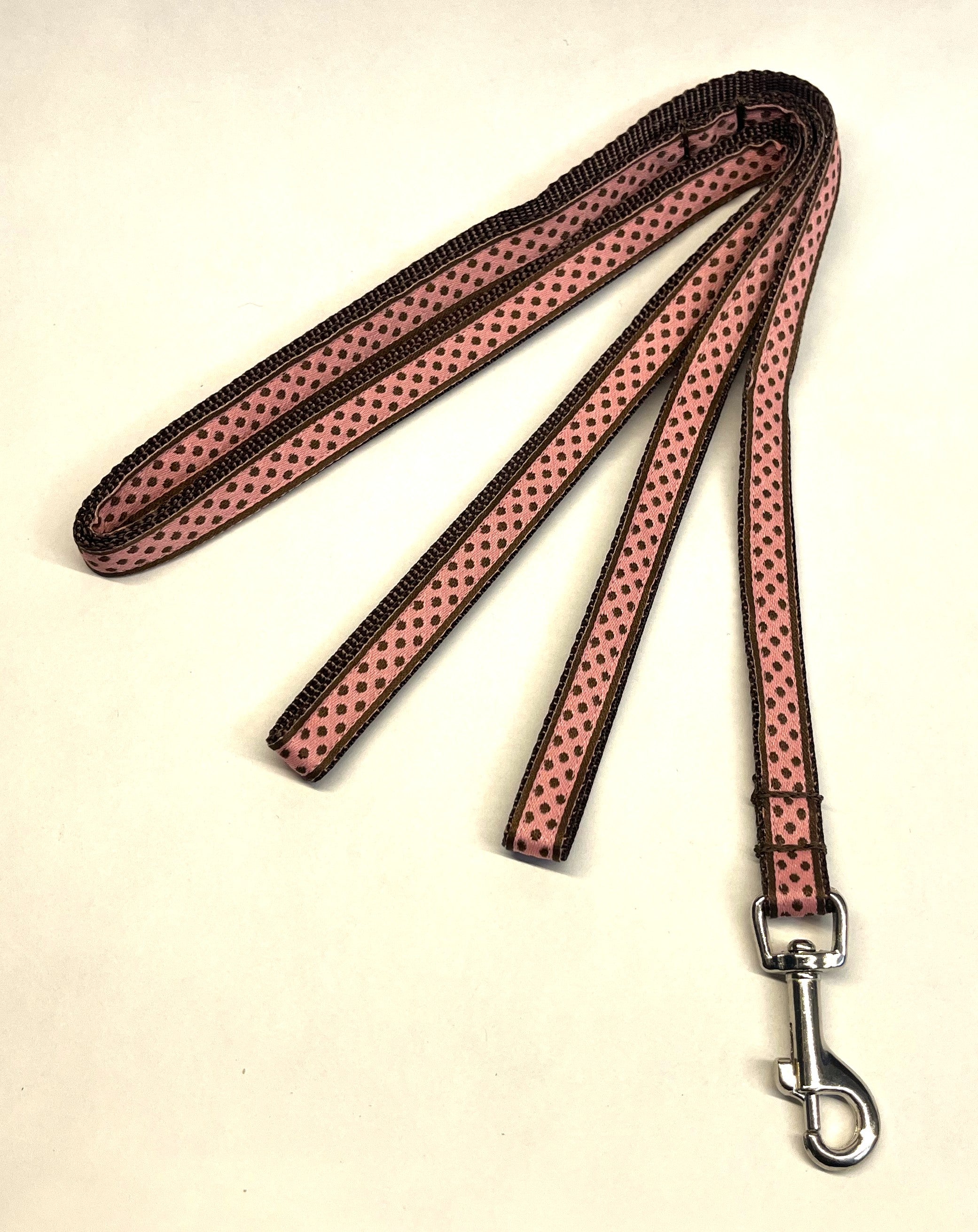 Pink with Brown Polka Dots Dog Leash 1/2