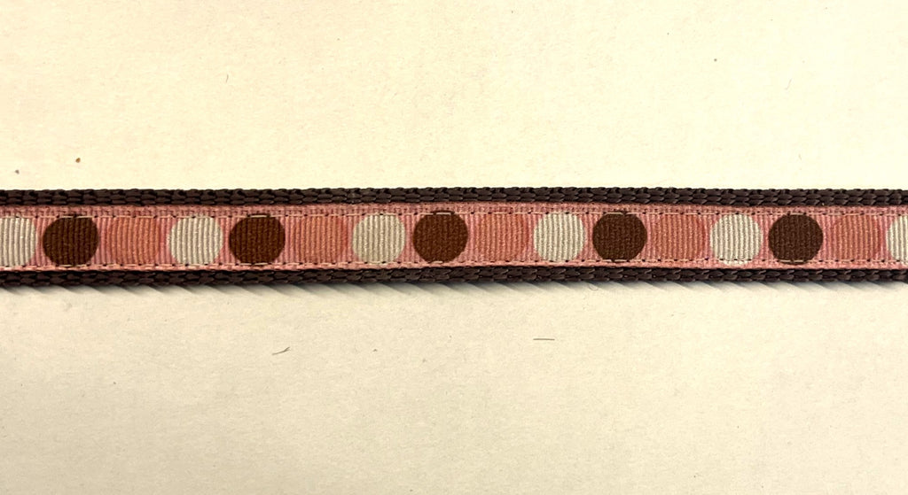 Pink with Brown, White, and Pink Dots Dog Leash 1/2