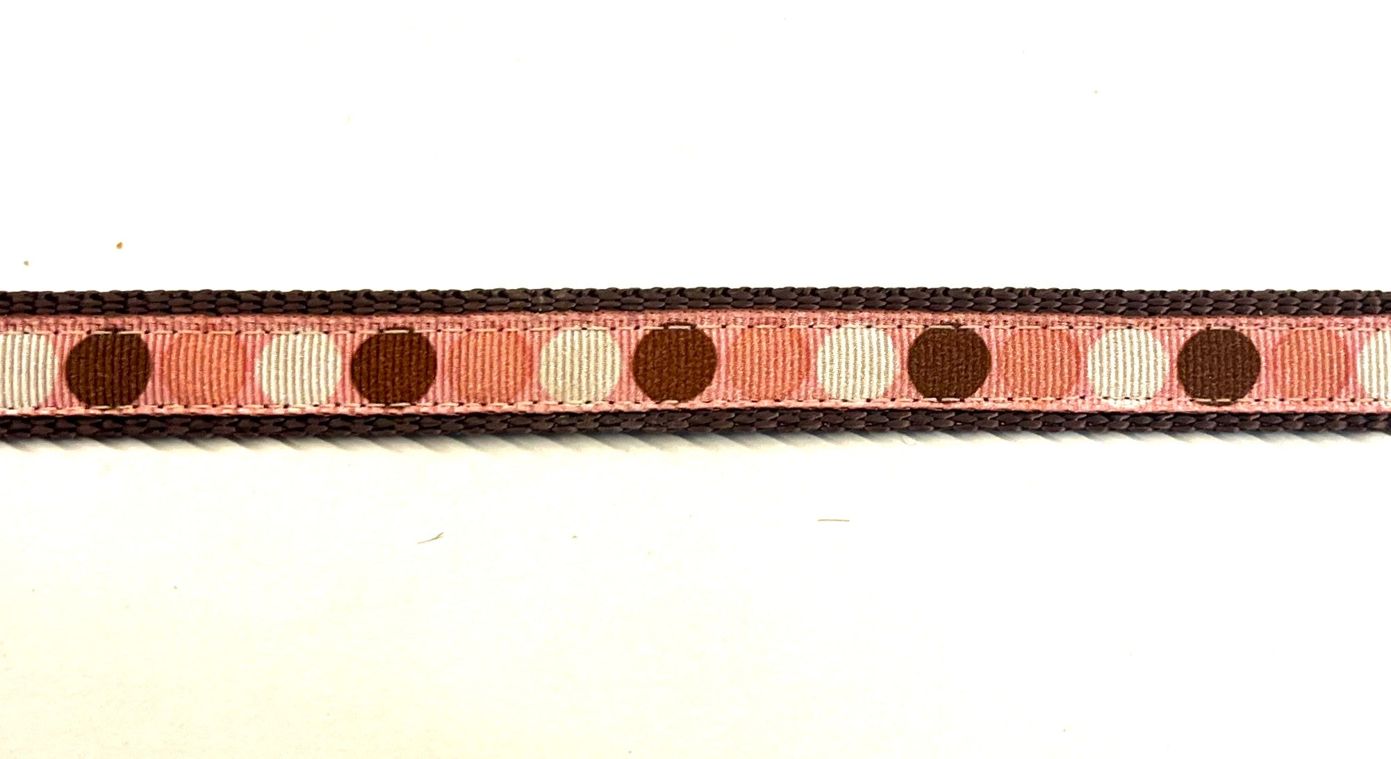 Pink with Brown, White, and Pink Dots Dog Collar 1/2