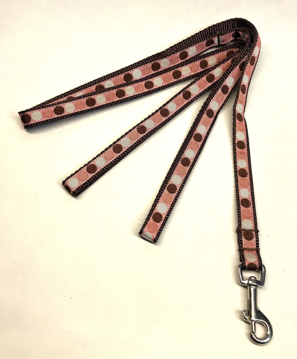 Pink with Brown, White, and Pink Dots Dog Leash 1/2