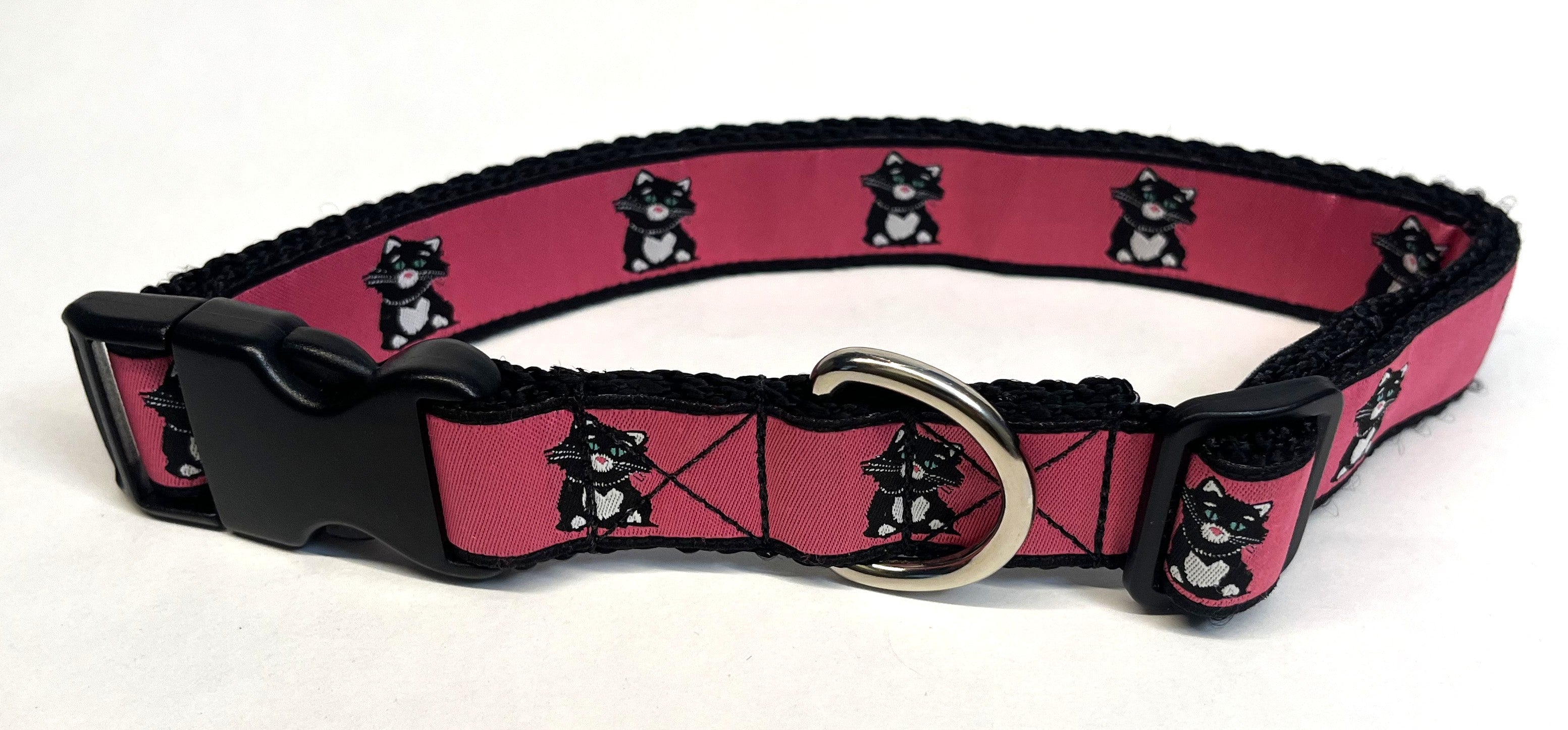 Pink with Cats Dog Collar 1in