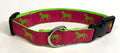 Pink with Green Horses Dog Collar 1in
