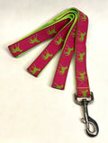 Pink with Green Horses Dog Leash 1in