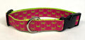 Pink with Green Little Crabs Dog Collar 1in