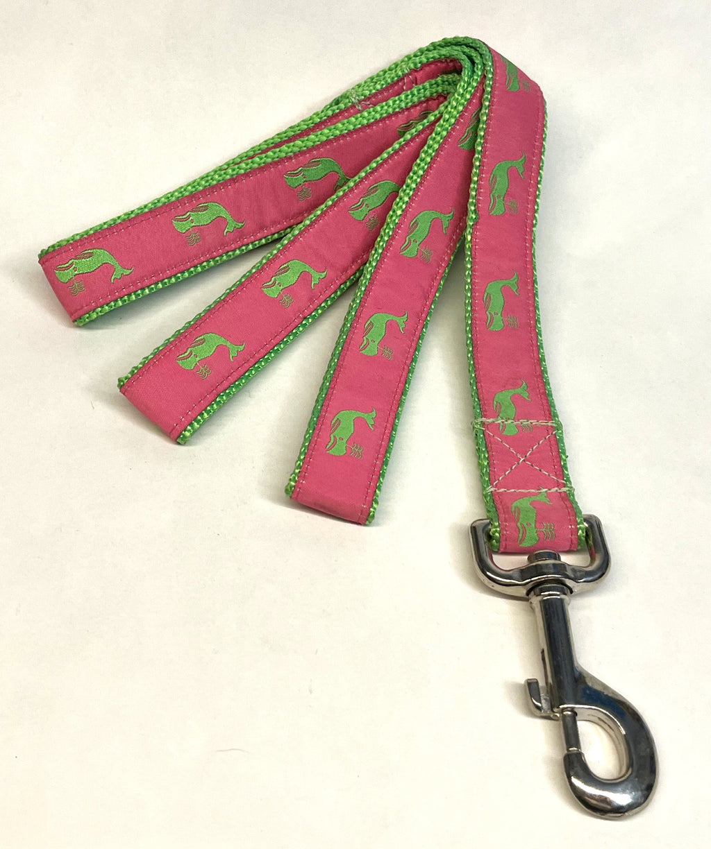 Pink with Green Whales Dog Leash 1in