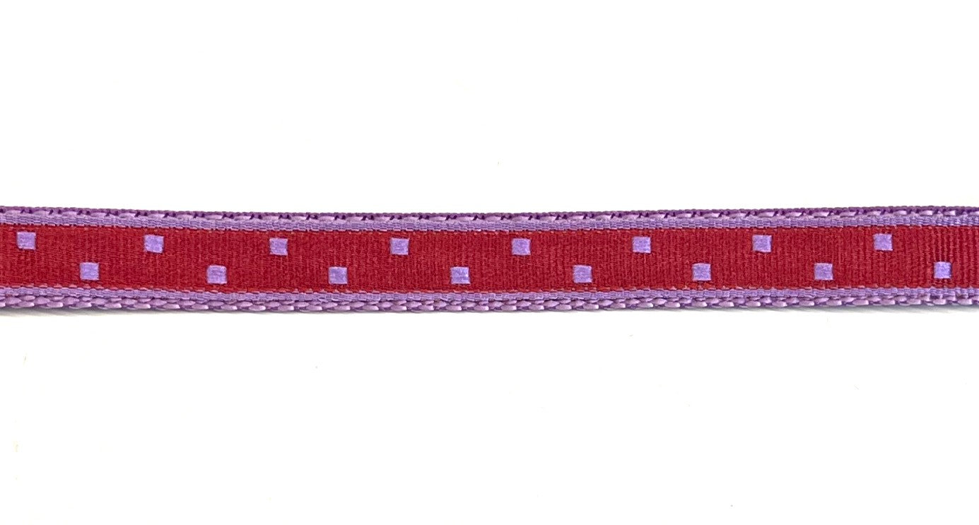 Pink with Lavender Square Dots Dog Collar 1/2