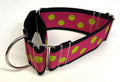 Pink with Lime Green Dots Martingale Collar 2in