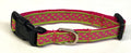 Pink with Lime Green Polka Dots Dog Collar 1/2