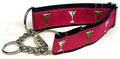 Pink with Martini Glasses Chain Martingale Collar 1 1/2 in