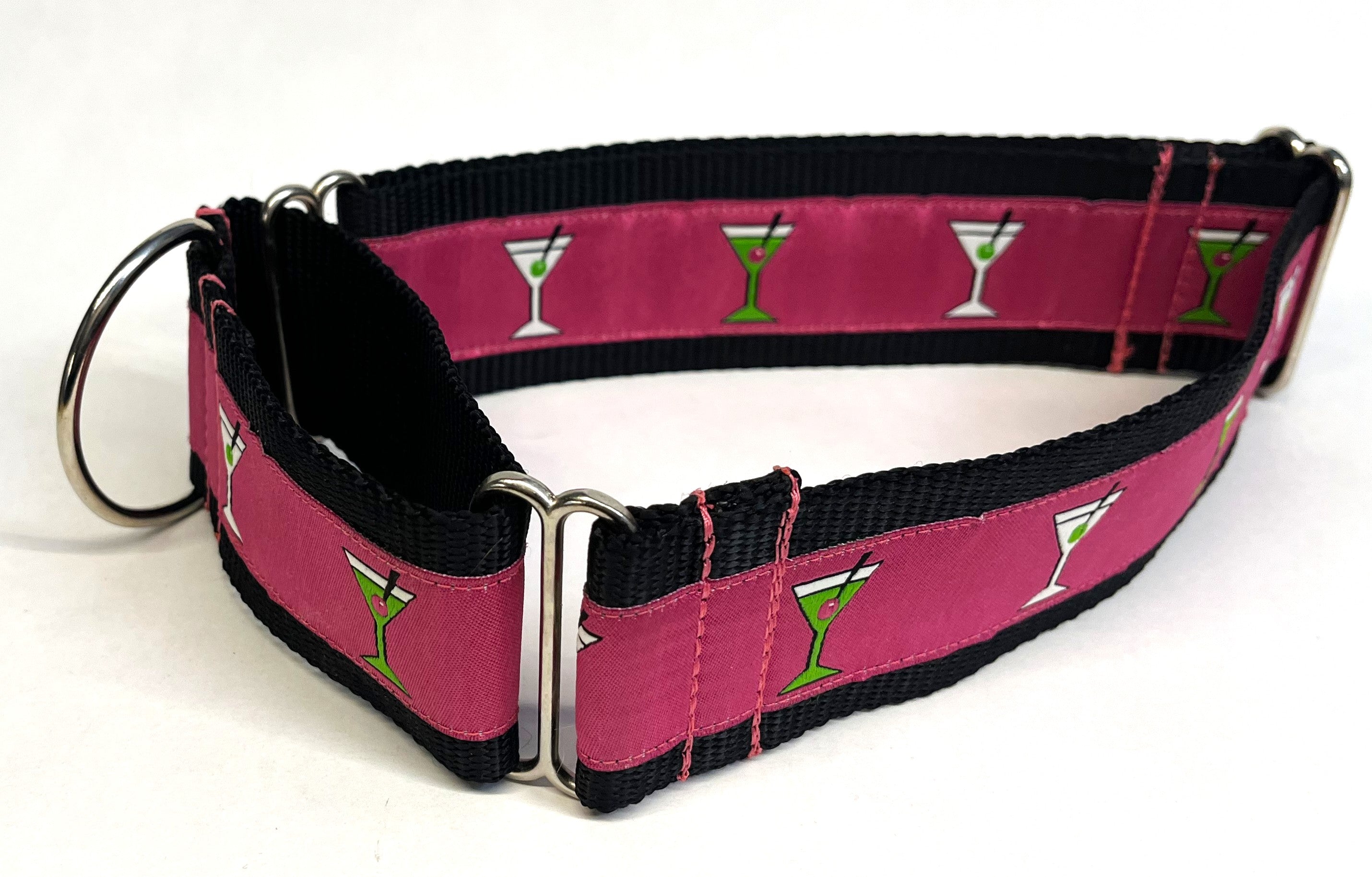 Pink with Martini Glasses Martingale Collar 2in