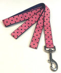 Pink with Navy Polka Dots Dog Leash 1in