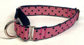 Pink with Navy Polka Dots Martingale Collar 1in