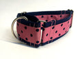 Pink with Navy Polka Dots Martingale Collar 2in