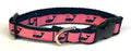 Pink with Navy Whales Dog Collar 3/4