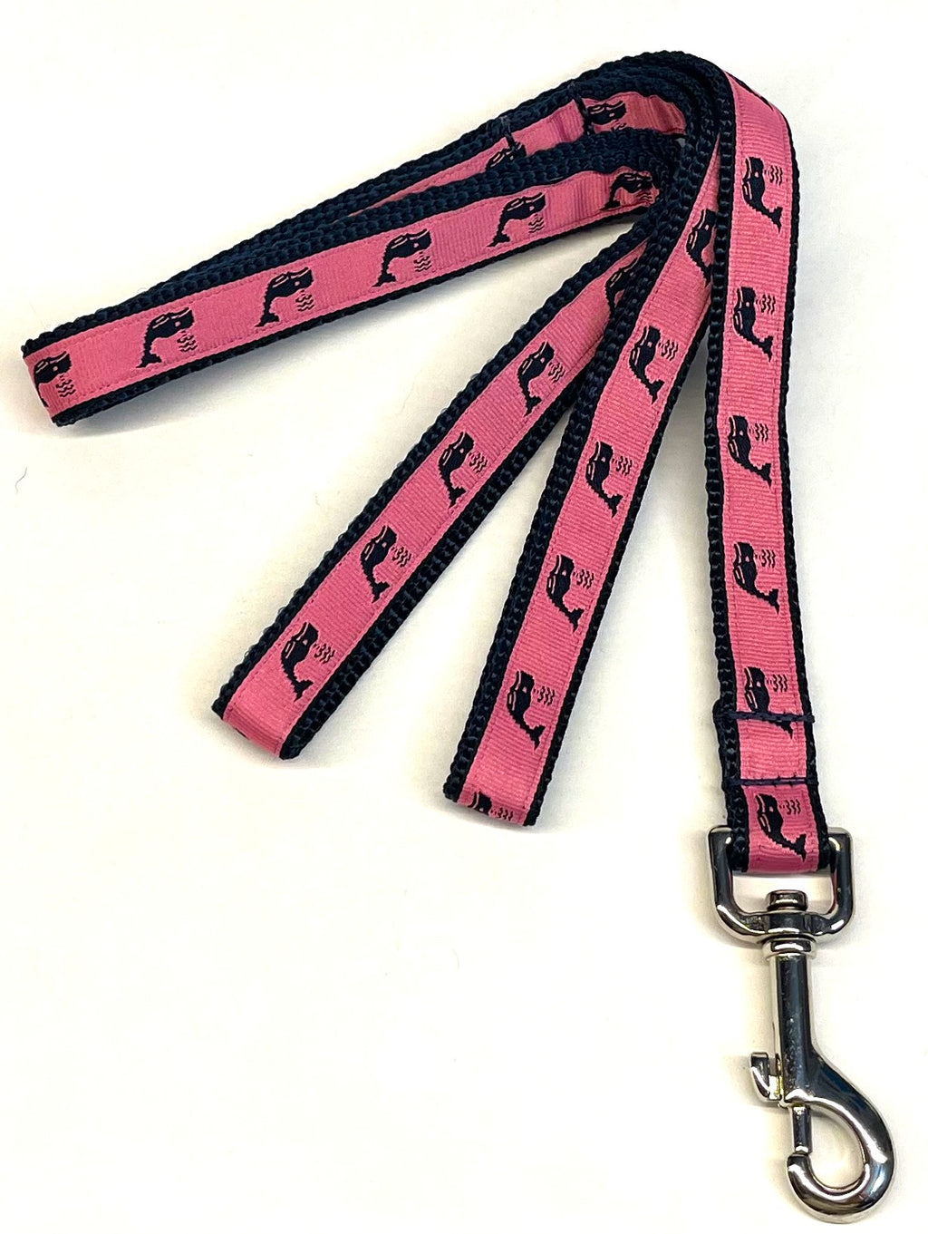 Pink with Navy Whales Dog Leash 3/4