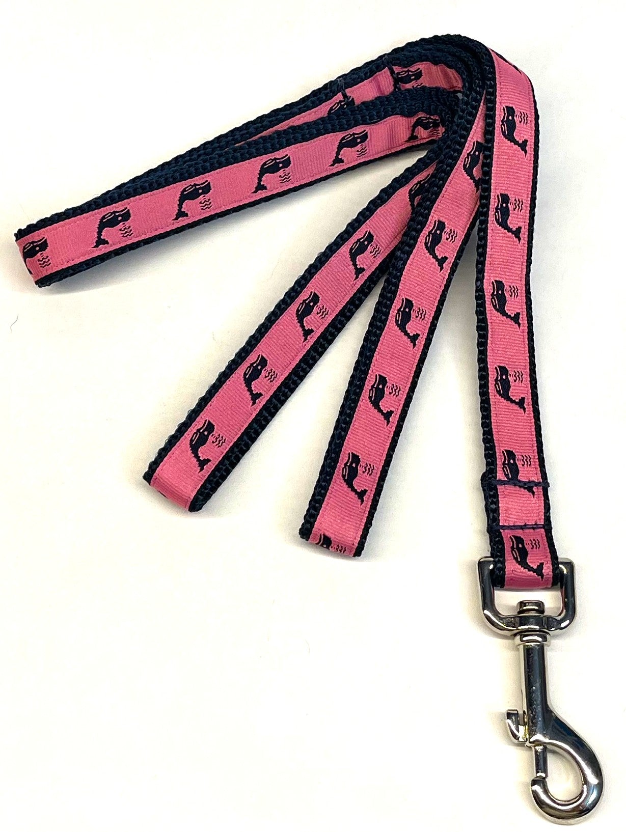 Pink with Navy Whales Dog Leash 3/4