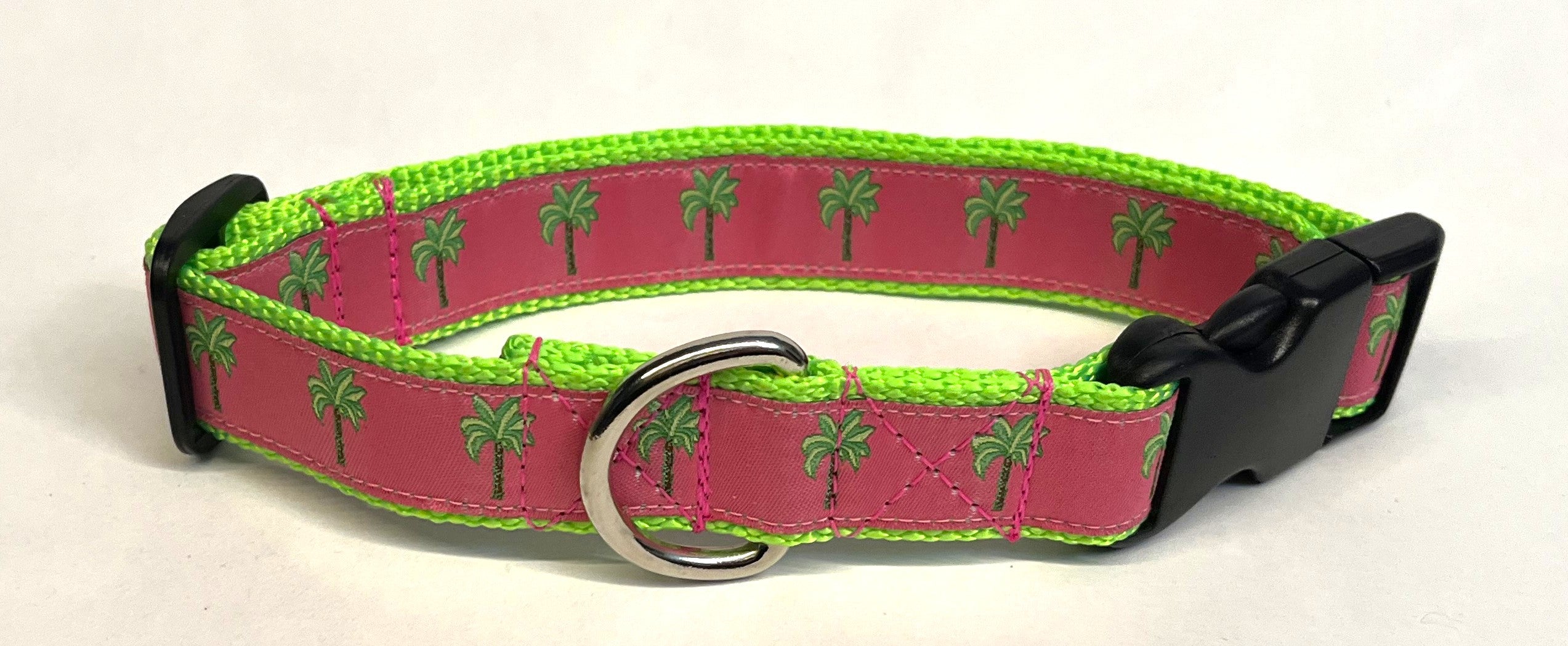 Pink with Palm Trees Dog Collar 1in