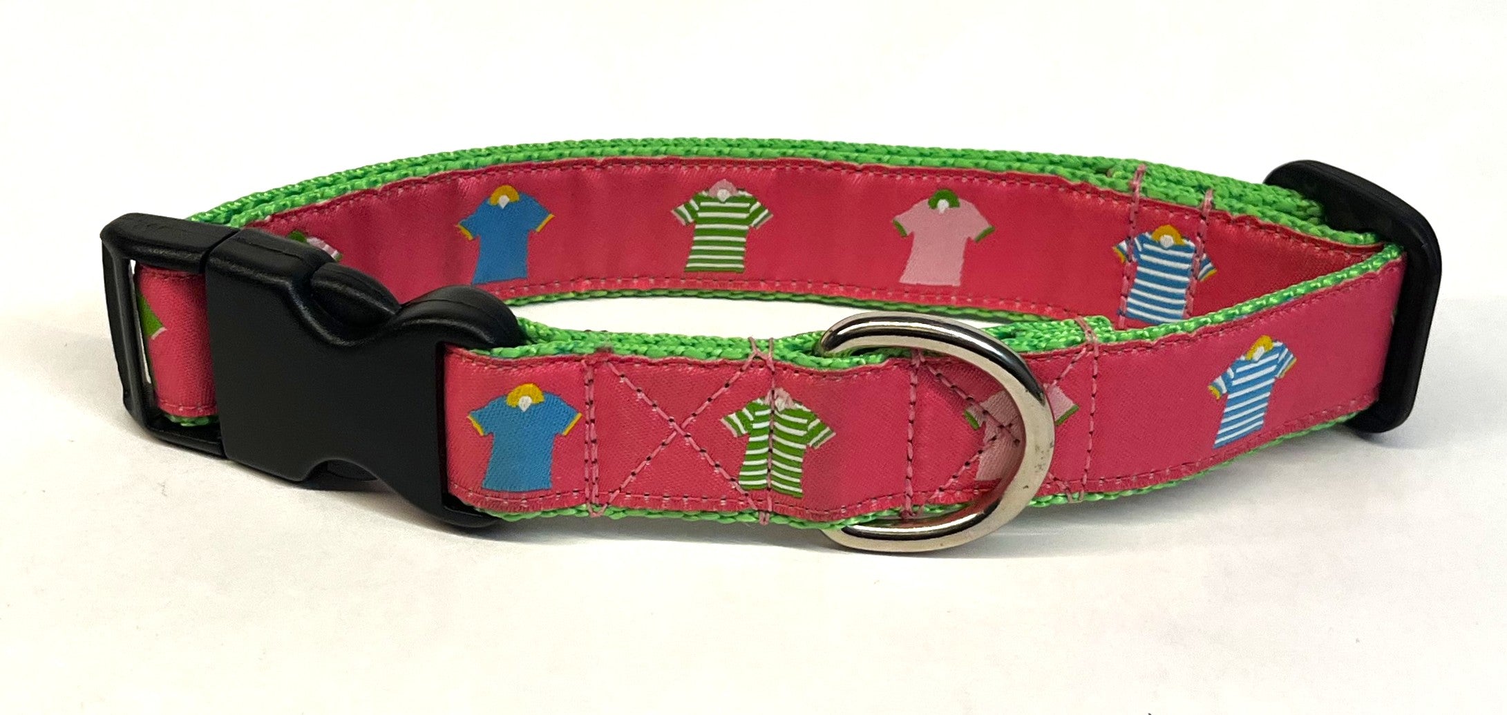 Pink with Polo Shirts Dog Collar 1in
