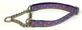 Purple with Lime Green Square Dots Chain Martingale Collar 1/2