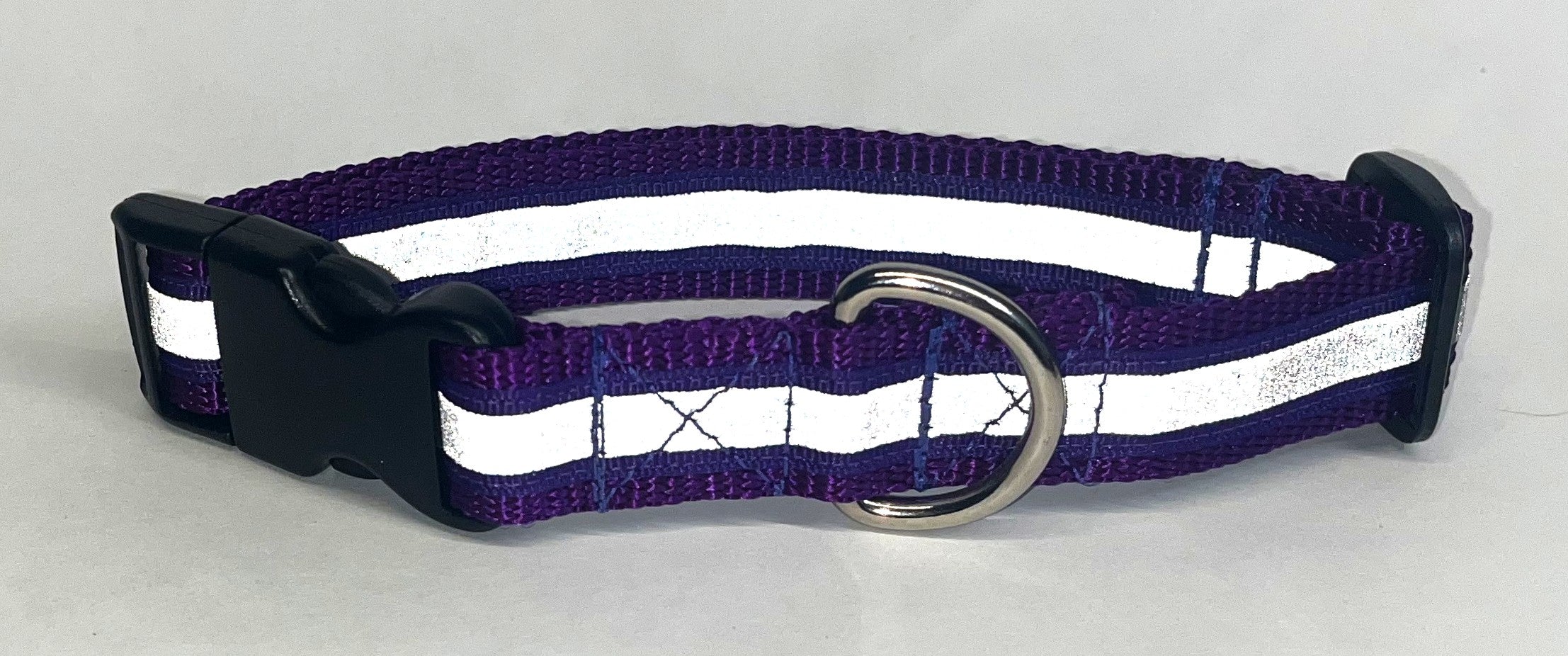 Purple with Reflector Stripe Dog Collar 1in
