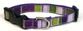 Purple, Lavender, White, Green Vertical Stripe Dog Collar 3/4