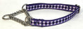 Purple, White, and Black Plaid Chain Martingale Collar 1/2